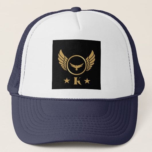 Casquette K Initial avec Gold Eagle Image Monogramme élégant (Devant)