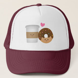 Casquette Kawaii Café et Donut en amour Parfait Couple