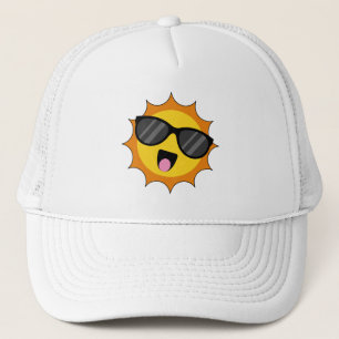 Casquette Kawaii Joyeux soleil avec lunettes de soleil