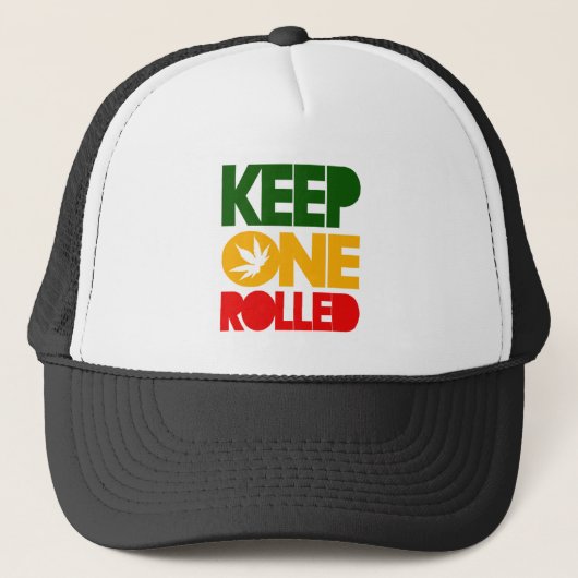 Casquette Keep one rolled - Herb Rasta Reggae - Trucker Cap (Devant)