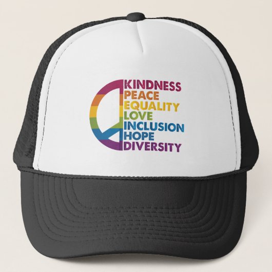 Casquette Kindness Peace Equality Love Inclusion Hope Divers (Devant)