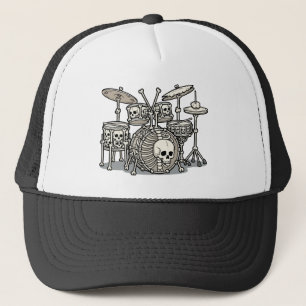 Casquette Kit de batterie squelette Heavy Metal