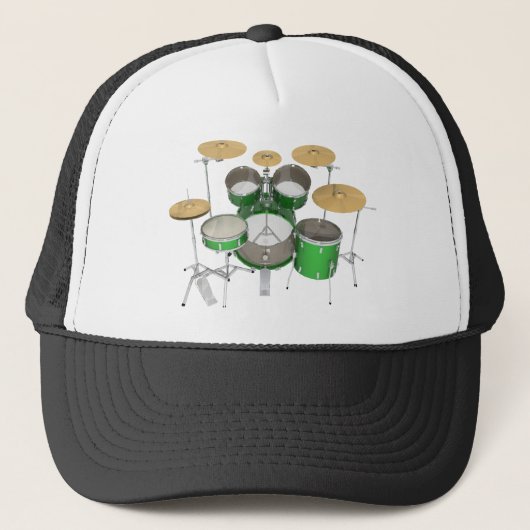 Casquette Kit de batterie vert : (Devant)