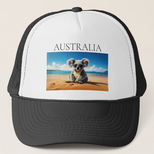 Casquette Koala sur une plage de sable (Devant)