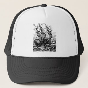 Casquette Kraken/poulpe Eatting un bateau de pirate,