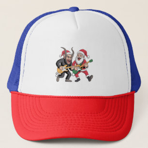 Casquette Krampus et Santa Jouant de la Guitare Électrique X
