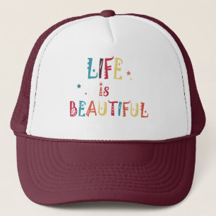 Casquette la vie de texte coloré est belle et les étoiles