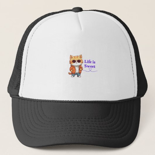 Casquette La vie est douce – Conception de chat cool mignon (Devant)