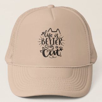 Casquette La vie est meilleure avec un chat - Citation de ch