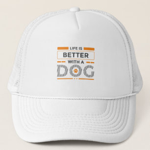 Casquette La vie est meilleure avec un chien gris et orange