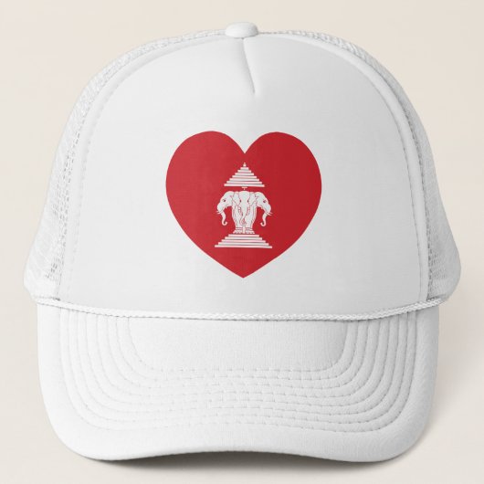 Casquette Laotian Erawan 3 Tête Elephant Coeur Drapeau (Devant)