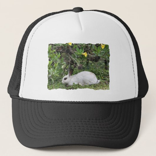Casquette Lapin blanc et noir (Devant)