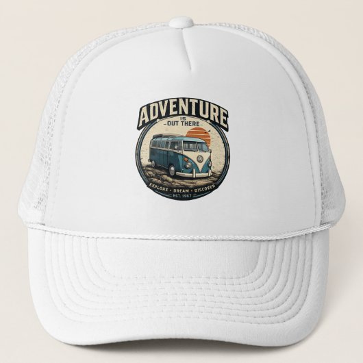 Casquette L'Aventure est là-bas – Graphisme de fourgonnette (Devant)