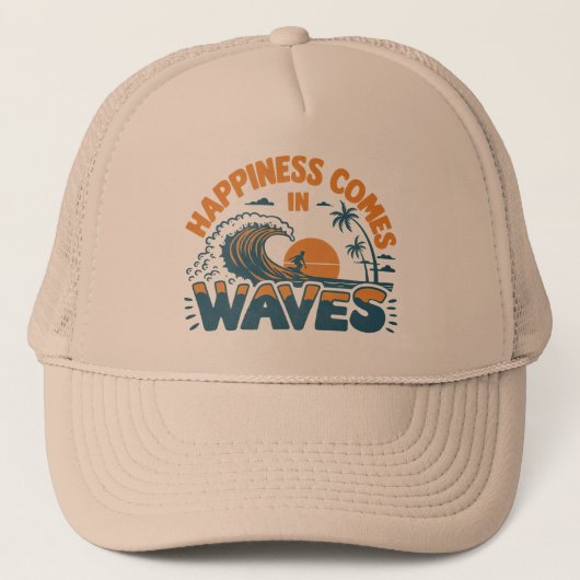 Casquette Le bonheur vient à Waves Retro Beach (Devant)
