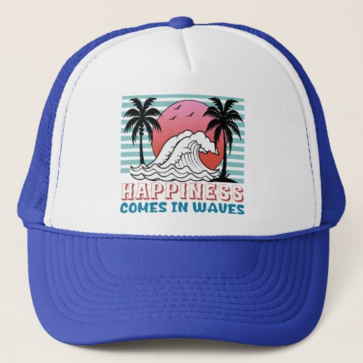Casquette Le bonheur vient à Waves Retro Beach (Devant)