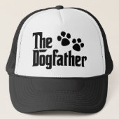Casquette Le Dogfather s'amuse en noir et blanc en disant : (Devant)