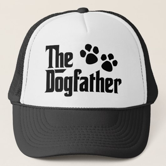 Casquette Le Dogfather s'amuse en noir et blanc en disant : (Devant)