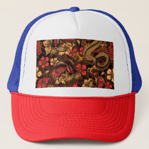 Casquette Le dragon japonais koi motif.