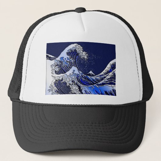 Casquette Le Grand Hokusai Wave chrome fibre de carbone Déco (Devant)