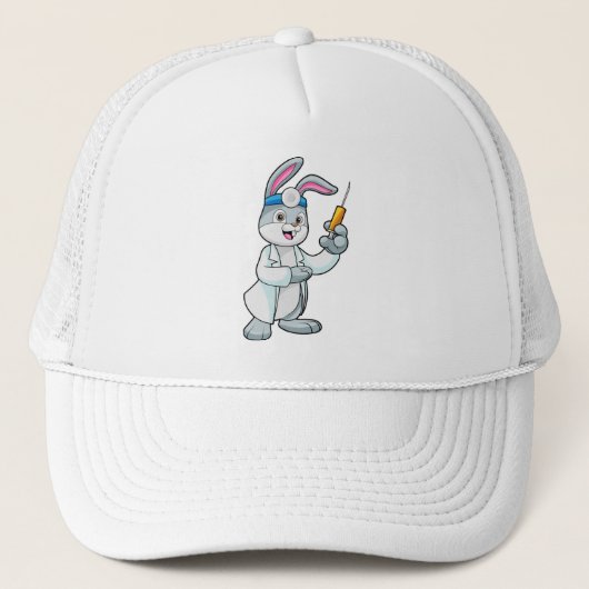 Casquette Le lapin comme docteur à la vaccination avec la se (Devant)