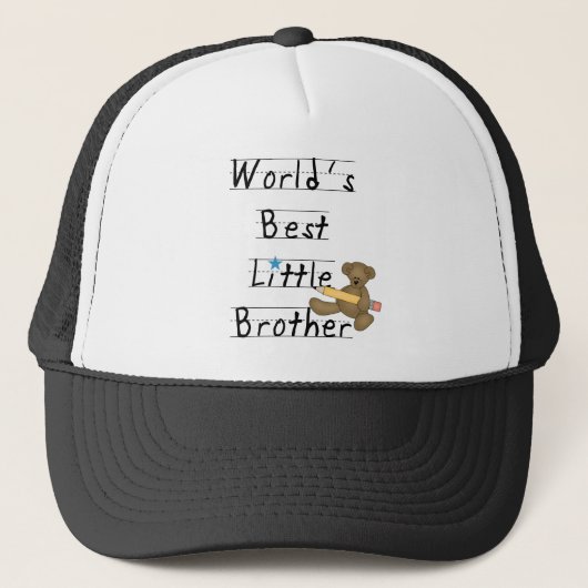 Casquette Le meilleur petit frère du monde de papier rayé (Devant)