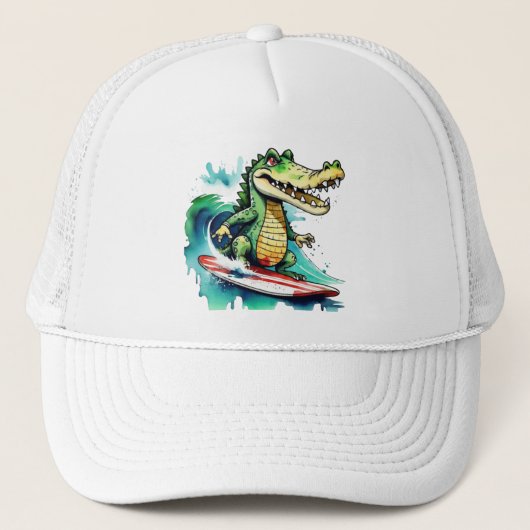 Casquette Le surf de crocodile drôle (Devant)