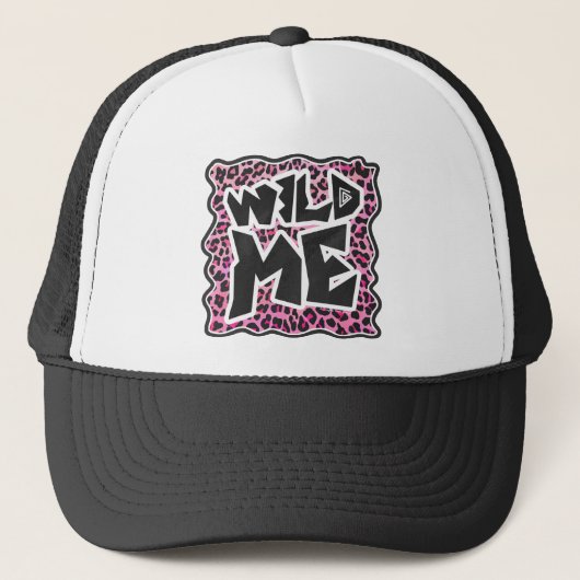 Casquette Leopard Wild Me Noir et rose chaud (Devant)