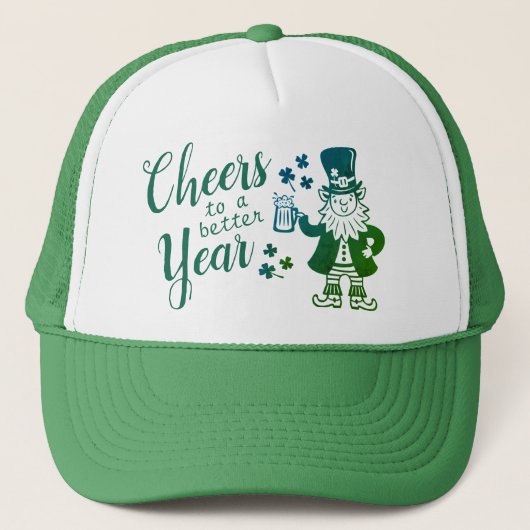 Casquette Lèprechaun irlandais amusant avec bière et trèfle (Devant)