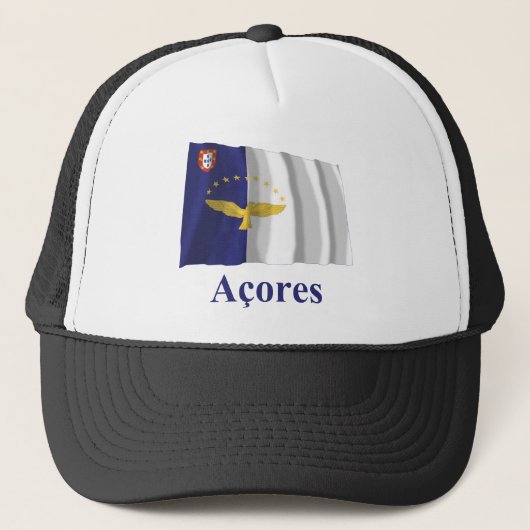 Casquette Les Açores ondulant le drapeau avec le nom dans le (Devant)