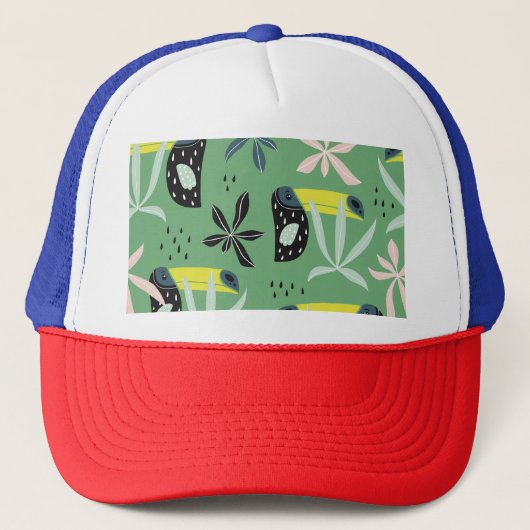 Casquette Les animaux de la jungle, les éléments tropicaux,  (Devant)