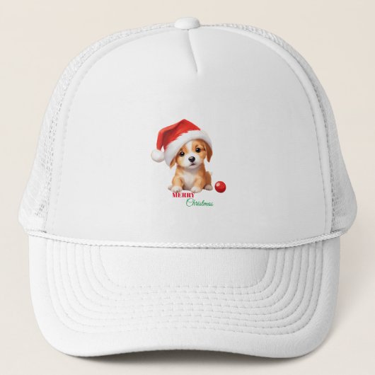 Casquette Les animaux mignons chiot d'hiver Chien Père Noël  (Devant)