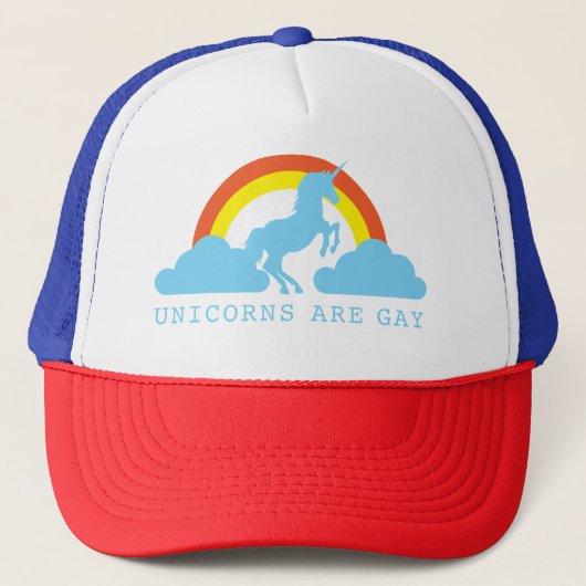 Casquette Les licornes sont gaies avec l'arc-en-ciel sur le (Devant)