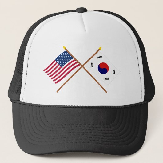 Casquette Les USA et drapeaux croisés de la Corée du Sud (Devant)