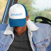 Casquette Lettering Design ‘Saturday’ in Sky Blue