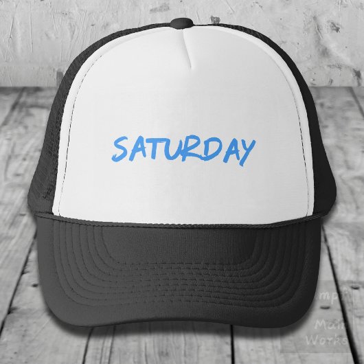 Casquette Lettering Design ‘Saturday’ in Sky Blue