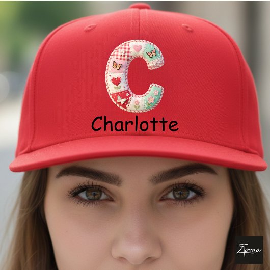 Casquette Lettre C initiale en patchwork matelassé pour la n
