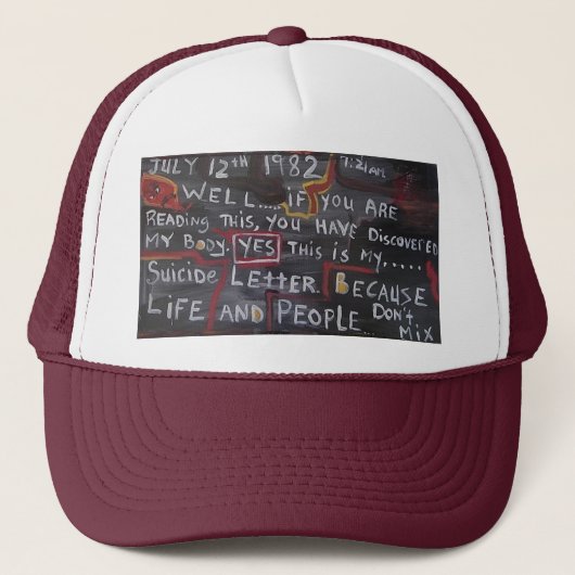 CASQUETTE LETTRE DE SUICIDE (Devant)