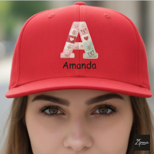 Casquette Lettre initiale A en patchwork matelassé pour la n