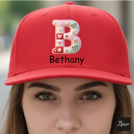 Casquette Lettre initiale B en patchwork matelassé pour la n