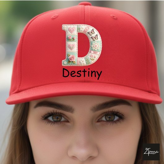 Casquette Lettre initiale D en patchwork matelassé pour la n