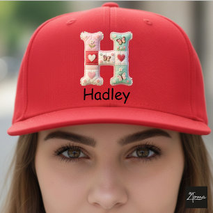 Casquette Lettre initiale H en patchwork matelassé pour la n