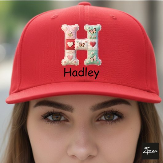 Casquette Lettre initiale H en patchwork matelassé pour la n