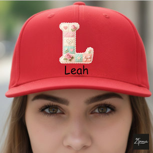 Casquette Lettre initiale L en patchwork matelassé pour la n