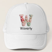 Casquette Lettre initiale W brodée en patchwork pour la nurs (Devant)