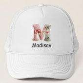 Casquette Lettre M initiale en patchwork matelassé pour la n (Devant)