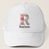 Casquette Lettre R initiale en patchwork matelassé pour la n (Devant)