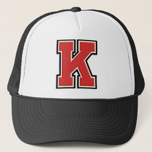 Casquette Lettre rouge "K" Initial (Devant)