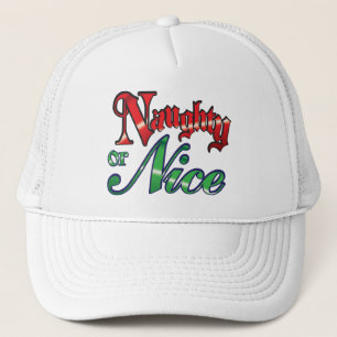 Casquette Lettres rouges rétro Noël, Naughty ou Nice
