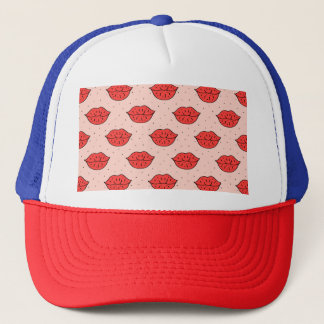 Casquette Lèvres caricaturales : motif féministe de doodle.