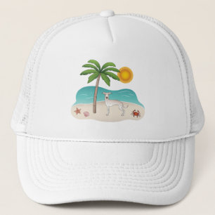 Casquette Lévrier Italien Crème à la Plage Tropicale d'Été